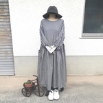 ロング丈　割烹着ワンピース