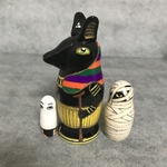 小さめ3個組マトリョーシカ　アヌビス神とミイラとメジェド　　