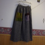 ☆サルエルパンツ☆ウール混ファンシーツイード**グレー**丈86ｃｍロング丈