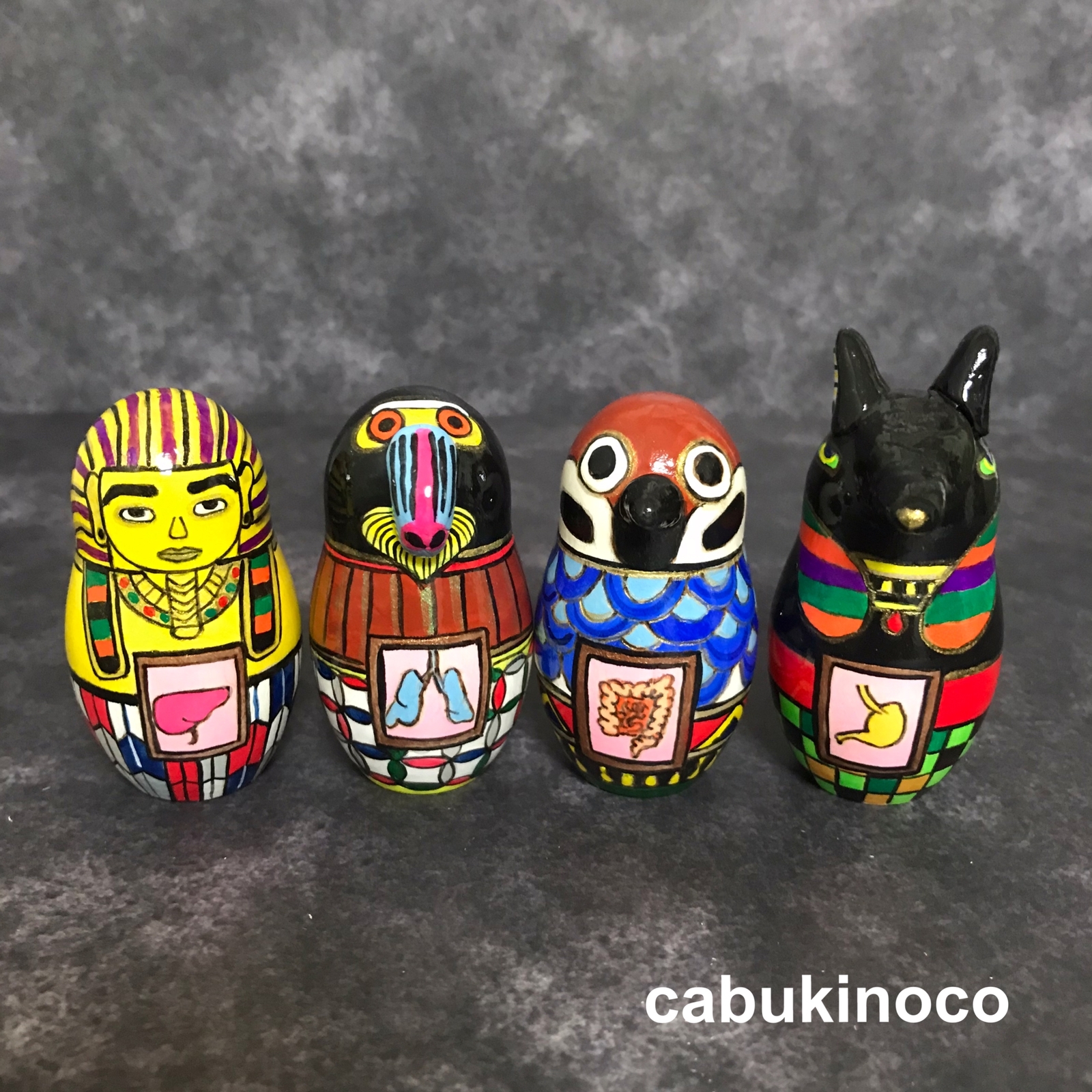 カノプスの壺　レプリカ カノプス壺/レプリカ/小物入れ/エジプト製/4点セット - メルカリ