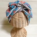 ワイヤーヘアターバン★ターコイズブルー×ボーダー