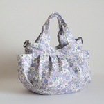 最終出品　Sサイズ　パステルパープル色　小さな花柄プリント生地　ころりんバッグ♪　Fm2 Lab.