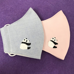 ☆再販☆ パンダ刺繍のシンプル布マスク　パンダ柄　手刺繍　刺繍マスク　大人用立体マスク　大人用マスク　ダブルガーゼマスク