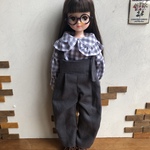 リカちゃん服＊大きなフリル襟ブラウス・チェック