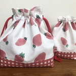 お弁当袋＆コップ袋セット〜いちご