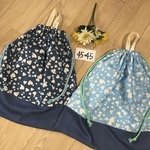 【再】超デカ🤣45×45❤️お着替え袋持ち手付ブルーハート＆デニム⭐️送料込