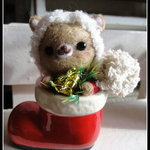 ＊Xmas　ブーツの中のくまちゃん　置物＊