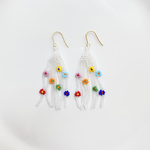 デイジーフラワーフリンジピアス イヤリング "clear×rainbow"