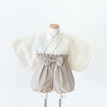 ✳︎ 生成りとくすみベージュのベビー袴 ✳︎ 70〜80cm リボン付