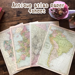 アンティーク・アトラスペーパー/地図のデザインペーパー/4枚入