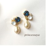 ［モンタナ］しずく型パール*ビジューピアス