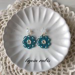 プチタティングレース イヤリング(ブルー)