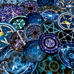 (再販×18)魔法陣とペンタクル(blue)＊ジャンクジャーナル＊コラージュ素材＊コラージュペーパー