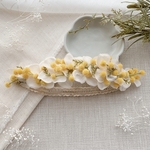 【送料無料】ベビー用　ミモザ　お花のヘアバンド　ハーフ花かんむり　造花花冠　黄色　ナチュラル　赤ちゃん用