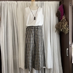 【SALE＊在庫処分特価】リネンのワイドパンツ【ブロックチェック】