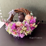 ✴︎受注制作✴︎春色🌸naturalハーフリース ドライフラワー ドライフラワーリース 壁掛け 植物インテリア 母の日 フラワーギフト お誕生日 プレゼント お祝い 
