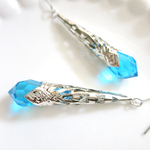 <<SALE>>ロングホーンのドロップピアス/イヤリング✿アクアマリン
