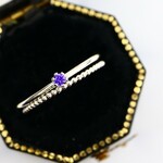 【２本セット】 2ｍｍ石　アメジスト＆つぶつぶプレーン＊1.0ｍｍ　～silver925～　／つけっぱなしOK　アレルギー対応　華奢みせ　綺麗め　華やか　結婚式やパーティーのお呼ばれにも