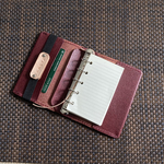 ミニ5穴ワイン システム手帳 SN5-002wineヌメ床革 レザー mini5手帳 ノート　メモ　210131