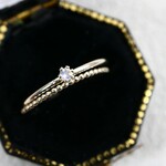 【２本セット】 2ｍｍ石　ブルームーンストーン＆つぶつぶプレーン＊1.0ｍｍ　～silver925～　／つけっぱなしOK　アレルギー対応　華奢みせ　綺麗め　華やか　結婚式やパーティーのお呼ばれにも