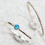 【ベゼル】【２本セット】 2ｍｍ石　スカイブルートパーズ＆つぶつぶプレーン＊1.0ｍｍ　～silver925～／ひっかかりにくい　つけっぱなしOK　アレルギー対応　結婚式やパーティーのお呼ばれにも