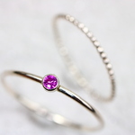 【ベゼル】【２本セット】 2ｍｍ石　ルビー＆つぶつぶプレーン＊1.0ｍｍ　～silver925～／ひっかかりにくい　つけっぱなしOK　アレルギー対応　結婚式やパーティーのお呼ばれにも
