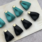  シンプル サテン リボン タッセル ブラック × ジェイド グリーン