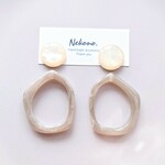 丸 カボション 変形 フープ イヤリング or ピアス