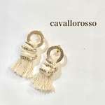 ゴールドサークル×パール巻きロープタッセルピアス/イヤリング