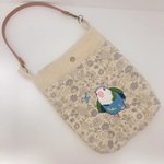 【再販】ご機嫌コザクラインコちゃんのミニバック　薄紫　エコバックなどぶら下げて♪