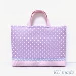  【再販】パープルドット×ストライプ*☆レッスンバッグ ハンドメイド シンプル 北欧