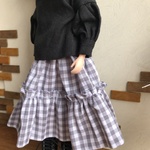 リカちゃん服＊少し短めティアードスカート・チェック