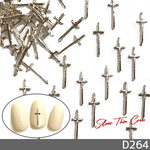 ネイル パーツ メタル シルバー 細 クロス 十字架 10個 (D264)