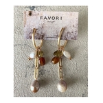  pearl hoop ／ 淡水パール 天然石 大ぶりピアス