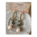 green pearl ／ 淡水パール ケシパール 大ぶり ピアス イヤリング
