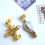 プチプラ♪気球と飛行機のピアス・イヤリング