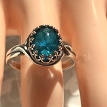 ネオンブルー アパタイト ring（SV925に変更可能・銀古美フリーサイズ）