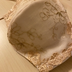 再販❣️高級ベージュレース使用❣️立体刺繍が高級感溢れるマスク♡ブライダル　結婚式　ウエディング　高級
