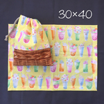 給食袋 30×40【タピオカ柄 イエロー】ランチョンマットセット 女の子