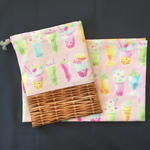 給食袋 40×60【タピオカ柄 ピンク】ランチョンマットセット  女の子 入園 入学 