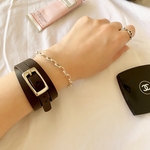 レザーブレスレット　3連ブレスレット　本革　ブラック