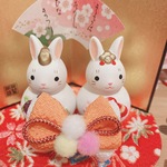 うさぎ花冠♡ちりめん和風リボン♡オレンジ