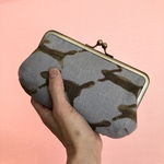 runrunrun × hanahane グレー 18cmがま口ポーチ　ミナペルホネン 