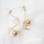 2pcs アシンメトリーピアス 変形デザイン ゴールド