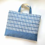 レッスンバッグ【格子 デニム】通園バッグ 通学バッグ 手提げ袋 絵本バッグ お稽古バッグ 入園グッズ 入学グッズ 北欧風