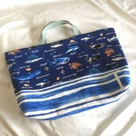 【ｋ様オーダー品】レッスンバッグ手提げ絵本袋★水族館図鑑N