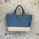 帆布×麻　ミニトートバッグ　くすみブルー