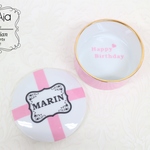 誕生日プレゼントに♡名前＆メッセージ入り陶器小物入れ♡色選べます[リノアンドアイア][ポーセラーツ]