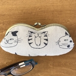 がま口めがねケース 猫ちゃんフェイス柄