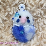 インコアミュレット☆セキセイインコブローチ兼チャーム（ブルー）